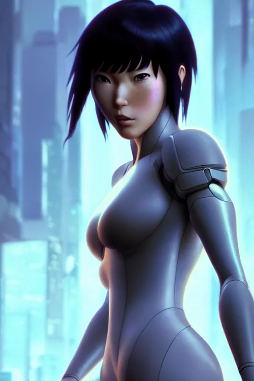 Image similar to weta disney pixar movie still portrait photo of motoko kusanagi ghost in the shell anime : : as cyborg woman by pixar : : by ilya kuvshinov, rossdraws, artgerm, maxim cover, octane render, anime, octane render, 3 d, volumetric lighting, anti aliasing, raytracing : :