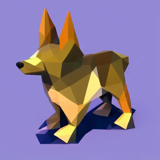 Prompt: a low poly dog, isometric view, unity game asset, video game