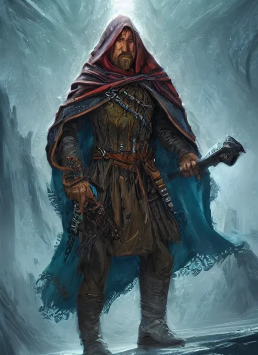 Prompt: cloaked cultist, ultra detailed fantasy, dndbeyond, bright, colourful, realistic, dnd character portrait, full body, pathfinder, pinterest, art by ralph horsley, dnd, rpg, lotr game design fanart by concept art, behance hd, artstation, deviantart, hdr render in unreal engine 5