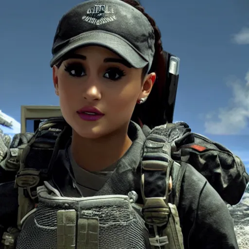 Image similar to Ariana Grande in Call of Duty, 4k