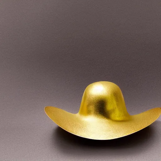 Image similar to photograph of a golden hat shaped like a frog