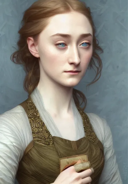 Image similar to sansa saoirse ronan, intricate, elegant, highly detailed, digital painting, artstation, concept art, smooth, sharp focus, illustration, art by artgerm and greg rutkowski and alphonse mucha and william - adolphe bouguereau