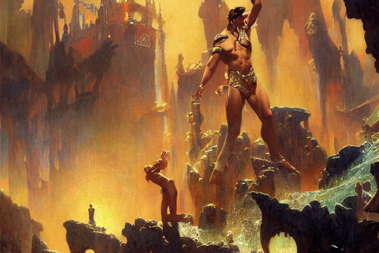 Image similar to atlantis, painting by gaston bussiere, craig mullins, j. c. leyendecker, tom of finland