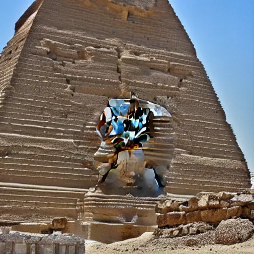 Prompt: egyptian akhnatoon god sculpture pyramid