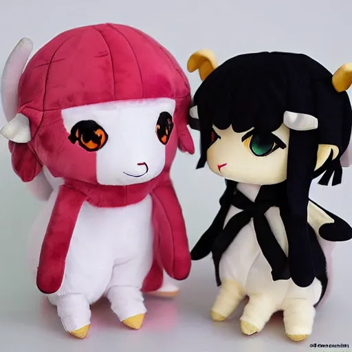 Prompt: cute fumo plush of a cute sheepgirl, goat, anime girl