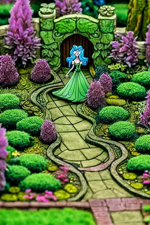 Image similar to intricate detailed Garden, Green Witch Walking her Garden, magical garden plant creatures, enchanted, life like plants, In style of 1992 X-Men: The Animated Series, high detail