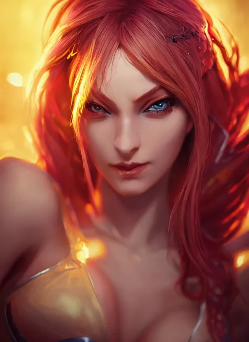 Image similar to katarina, from league of legends, au naturel, hyper detailed, digital art, trending in artstation, cinematic lighting, blonde, studio quality, smooth render, fluorescent skin, unreal engine 5 rendered, octane rendered, art style by klimt and nixeu and ian sprigger and wlop and krenz cushart