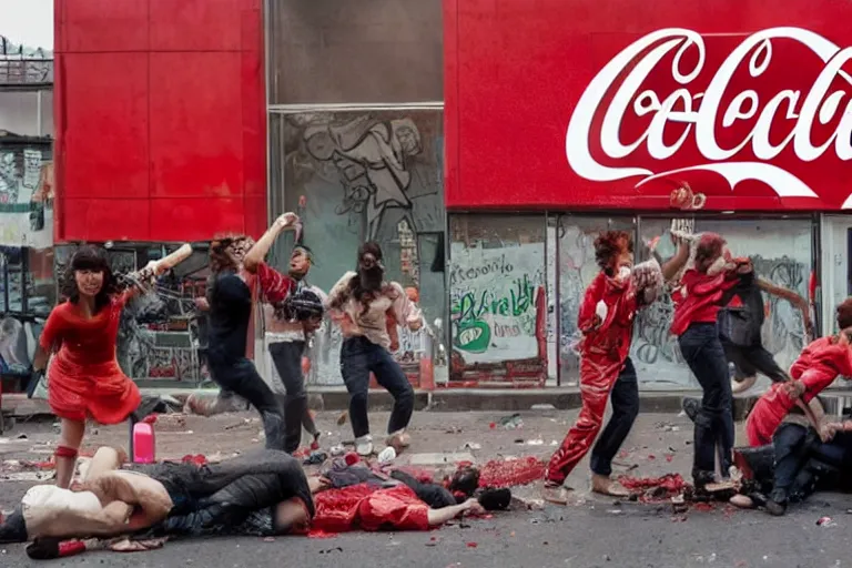 Image similar to a CocaCola riot in the streets