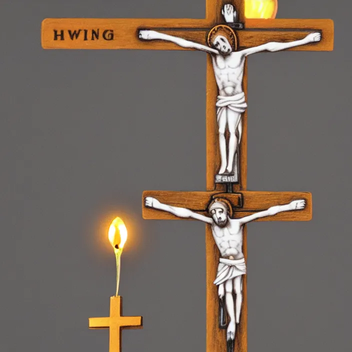 Image similar to terrible dog high glow, crucifix