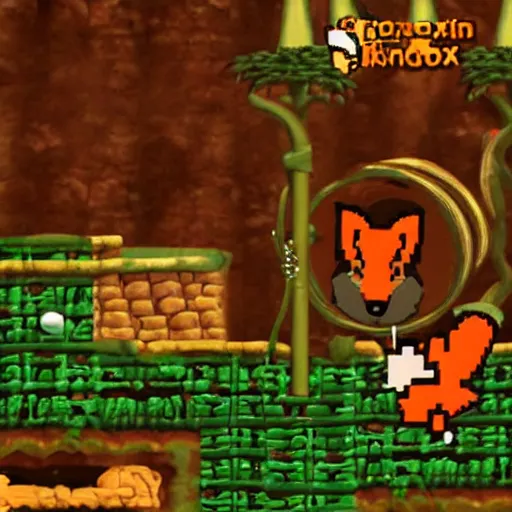 Image similar to a fox in donkey kong country