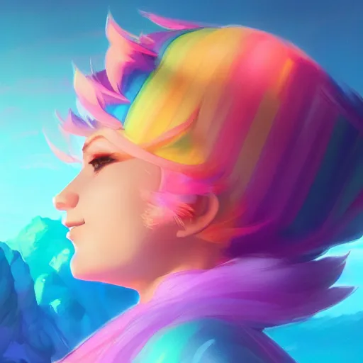 Image similar to painted portrait of a rainbow brite, fantastically pastel colors, octane render, matte painting concept art, official fanart behance hd artstation by jesper elsing, by rhads and makoto shinkai and lois van baarle and ilya kuvshinov and rossdraws