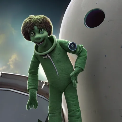 Prompt: norville timothy shaggy rogers as a astronaut, claymation, 8 k, hyperdetalied, cgsociety,