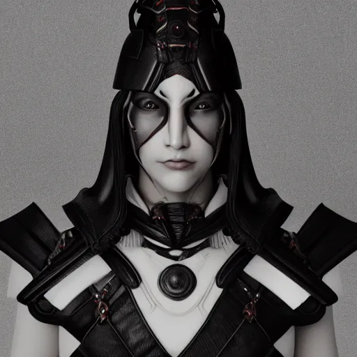Prompt: portrait gorgeous mutant female samurai with full warrior armor, 3 d render, futuristic biomechanical, porcelain ivory mask, hyper realistic, cinematic, octane render, 8 k, photograph 1 9 2 0 s leica, black and white,