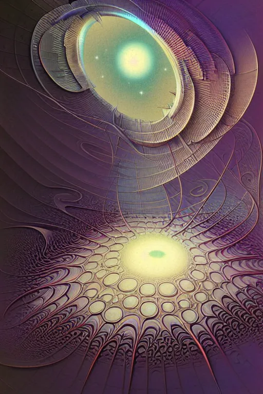 Prompt: design only! 2 0 5 0 s retro future art 1 9 7 0 s science fiction borders lines decorations space machine. muted colors. by jean - baptiste monge, ralph mcquarrie. mandelbulb 3 d, fractal flame, jelly fish, coral