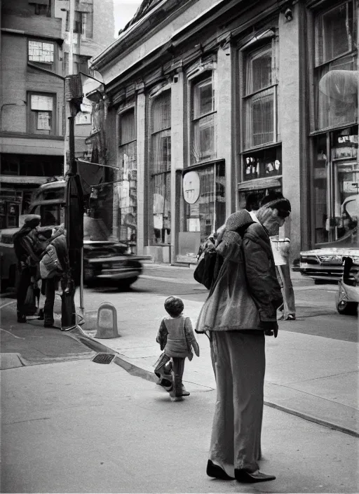 Image similar to street photography by vivian maier. professional photography.