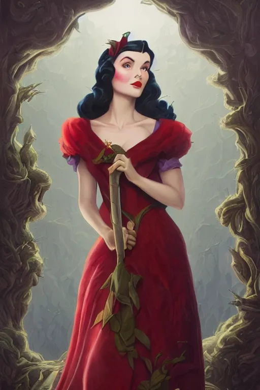 Image similar to beautiful hq matte painting portrait of vivien leigh as snow white, by peter mohrbacher greg rutowski