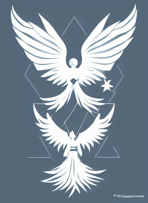 Prompt: white phoenix on salt mountain simple background simplified design geometric graphic design chris chaw style