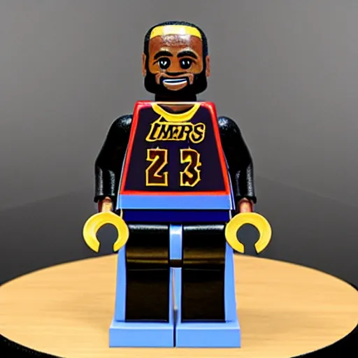 Prompt: lego sculpture of lebron james