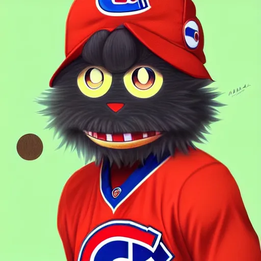 Image similar to anime Portrait of Youppi the Habs Montreal Canadiens Mascot as a very cute powerful and friendly pokemon, highly detailed anime, smooth, sharp focus, dynamic lighting, intricate, trending on ArtStation, illustration pokemon, art by WLOP