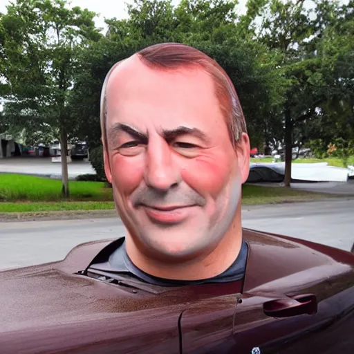 Image similar to the face of david coperfiel on a car body