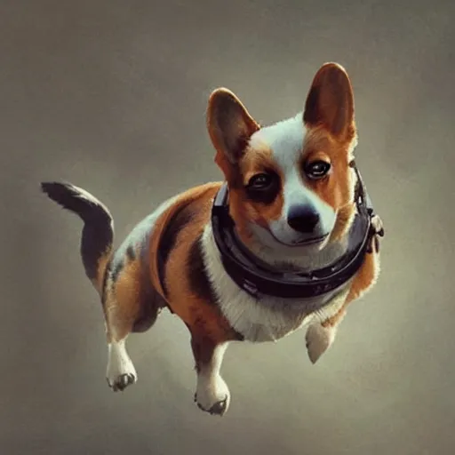 Prompt: a heroic corgi cosmonaut, digital art by greg rutkowski, highly detailed