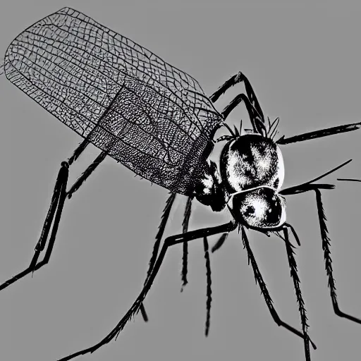 Prompt: mosquito in electron micrograph