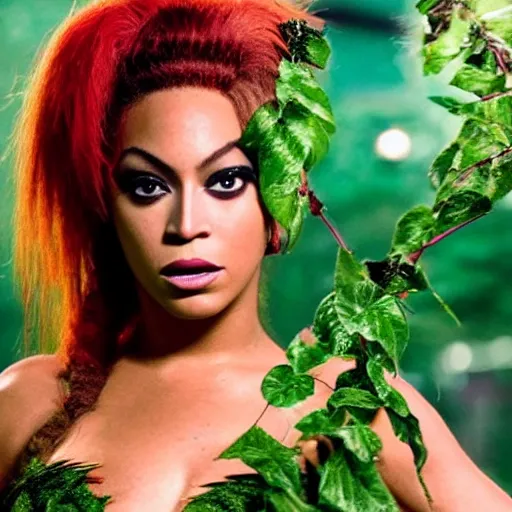 Prompt: stunning awe inspiring beyonce as poison ivy, movie still 8 k hdr atmospheric lighting