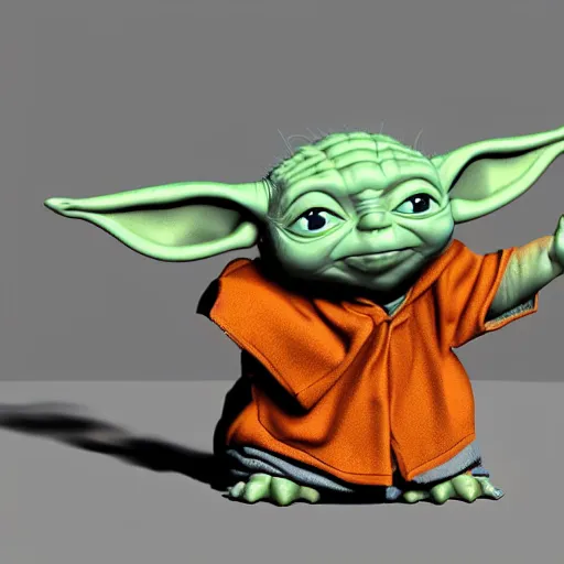 Prompt: baby yoda by bill watterson. 3 d render.