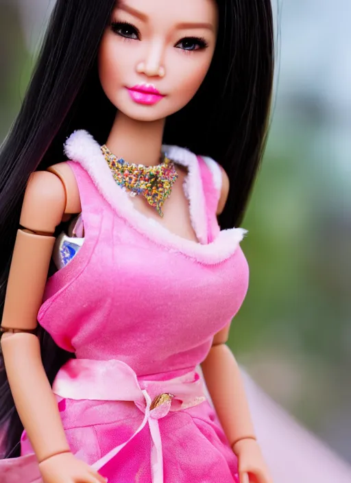 Image similar to photography of Asian Barbie doll, promotional material, award winning photography, 4K HD