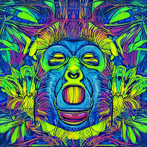 Image similar to stoned ape theory, psilocybin mushrooms, abstract, evolution