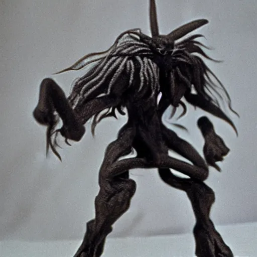 Image similar to demon, photo from the 70s, stop motion, claymation