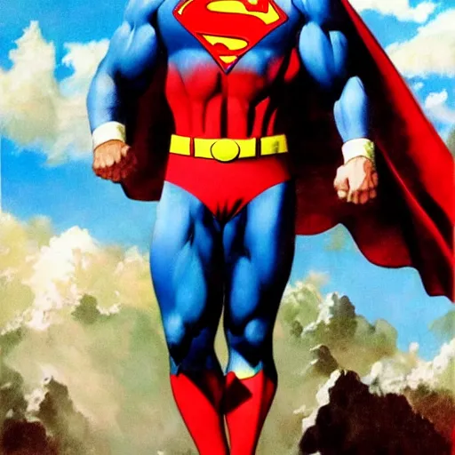 Image similar to ultra realistic portrait painting of albert einstein as superman, art by frank frazetta, 4 k, ultra realistic, highly detailed, epic lighting