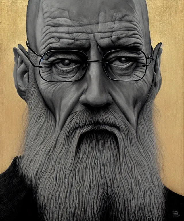 Prompt: portrait of Saruman as Walter White in Breaking Bad, lowbrow painting by Mark Ryden