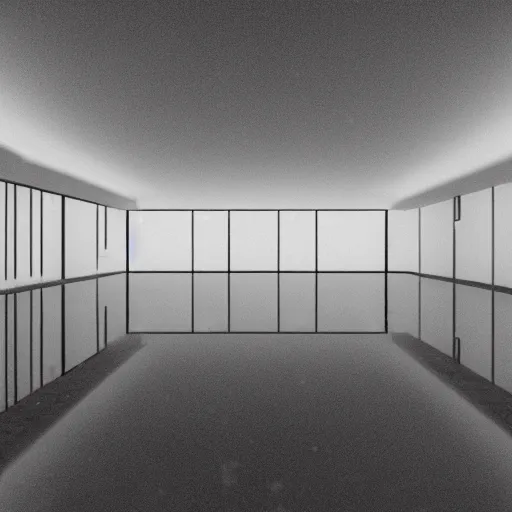 Prompt: lights are reflected on swimming pool covered with snow in the abandoned remote street in the moment of snow storm in the style of Mark Rothko. lights, dirty, front on, 8k 3D. Vray octane c4d redshift. Unreal engine