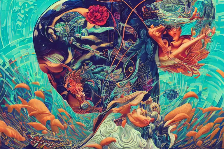 Image similar to traveling the river styx, tristan eaton, victo ngai, artgerm, rhads, ross draws