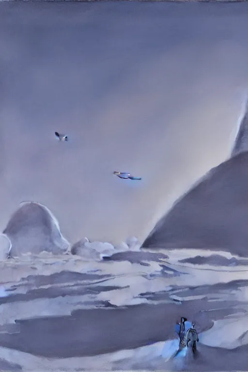 Prompt: scenes from planet hoth by john schoenherr, cinematic matte painting, zaha hadid building, 8 k