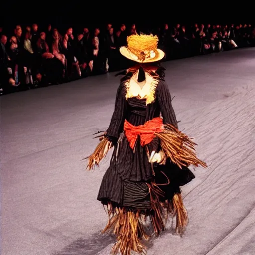 Prompt: a scarecrow doing a catwalk, by Jean Paul Gaultier