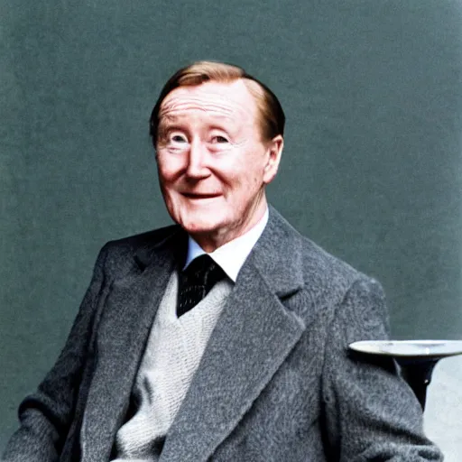 Image similar to Robert Hardy, actor, colorized