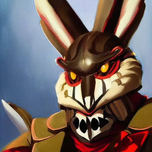 Image similar to greg manchess portrait painting of partially armored of the march hare from alice in wonderland as overwatch character, medium shot, asymmetrical, profile picture, organic painting, sunny day, matte painting, bold shapes, hard edges, street art, trending on artstation, by huang guangjian, gil elvgren, ruan jia, randy vargas, greg rutkowski