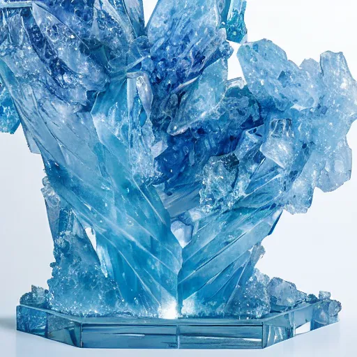 Prompt: blue ice crystal forest sculpture of galaxy