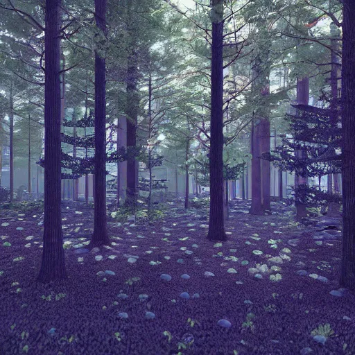 Image similar to isometric minimalistic chubby forest with magical trees, cinema 4 d, 1 0 0 mm, blue color scheme depth of field, octane render, studio lighting