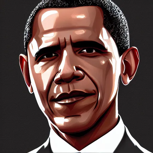 Prompt: Barack Obama GTA artwork midshot