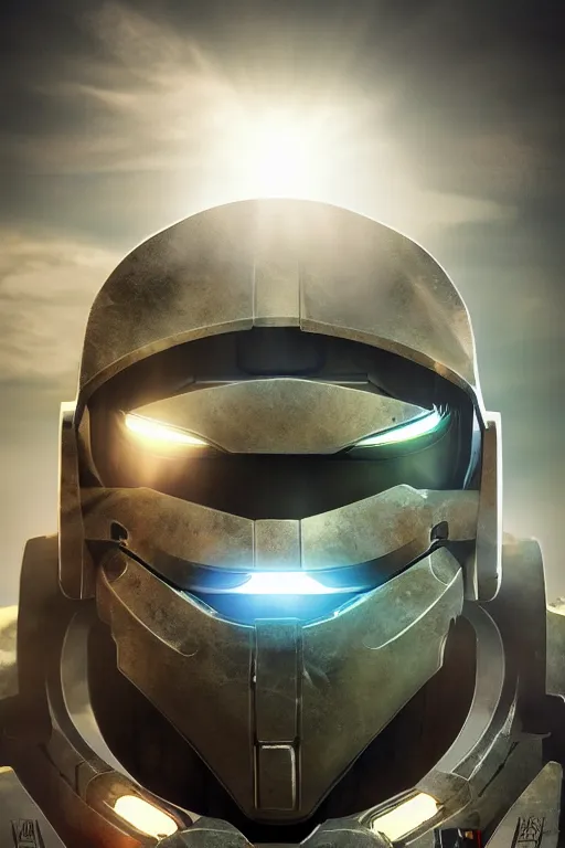 Image similar to robot ninja mask helmet halo master chief radiating a glowing aura global illumination ray tracing hdr fanart arstation by ian pesty and katarzyna da „ bek - chmiel