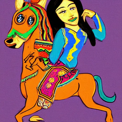 Image similar to mexican vaquero sitting, persian folktale artstyle