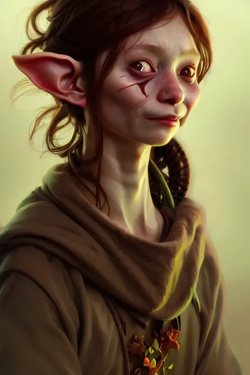 Image similar to beautiful young goblin, highly detailed, digital painting, artstation, sharp focus, illustration, art by tan zi and ayanamikodon and alphonse mucha and wlop