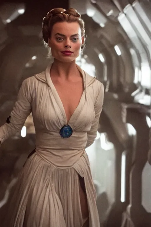 Image similar to margot robbie as princess leia