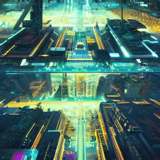 Prompt: a futuristic city is a place where technology has advanced to a point where people have access to everything they need. there are no longer any natural boundaries between humans and machines. people live their lives in virtual reality, and interact with each other via holograms. finnian macmanus ultrarealistic 1 5 0 mpx