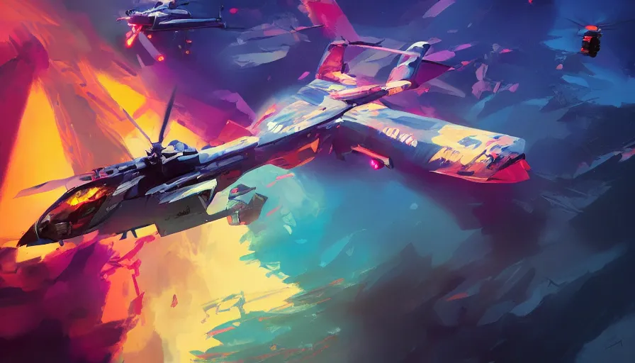 Prompt: concept art by jama jurabaev, cinematic shot, trending on artstation, high quality, brush stroke, hyperspace, vibrant colors, helicopter