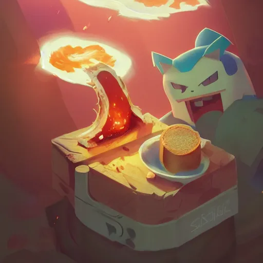 Image similar to portrait of the strong battle toast, pokemon slice of toast, pixar bread warrior, volumetric lighting, dynamic composition, art by sachin teng and sergey kolesov and ruan jia and heng z, scifi, fantasy, hyper detailed, cute, ultra realistic, sharp focus, wildlife photography, national geographic, octane render, concept art