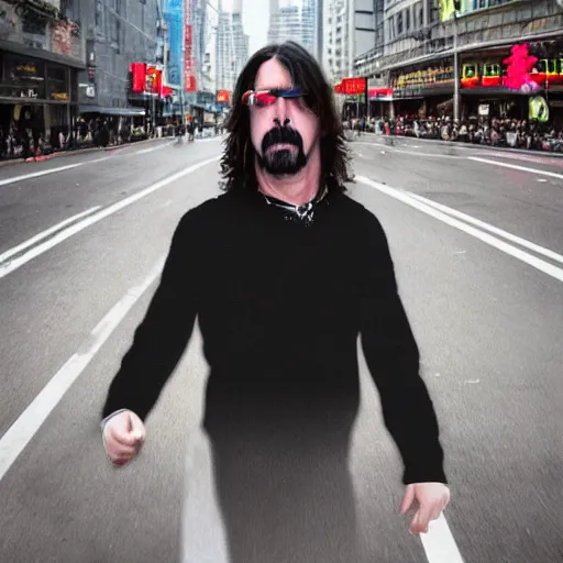 Image similar to dave grohl lost in shanghai, ultra realistic picture